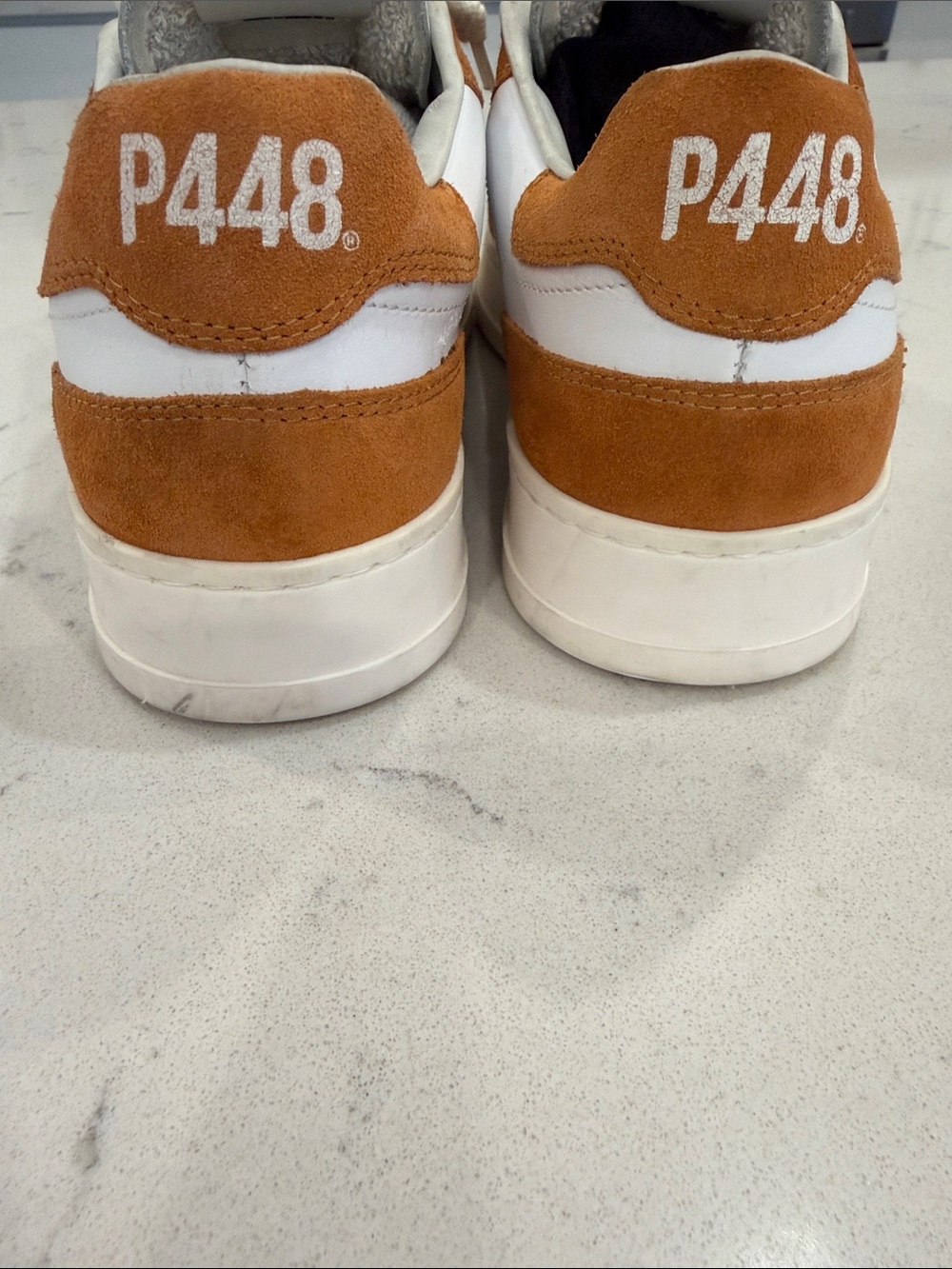 P448 Bali Terra Sneakers White Orange Suede Leather Italy NWT Women's 10 - Picture 3 of 10